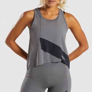 Gymshark Asymmetric Vest in Smokey Grey/Black